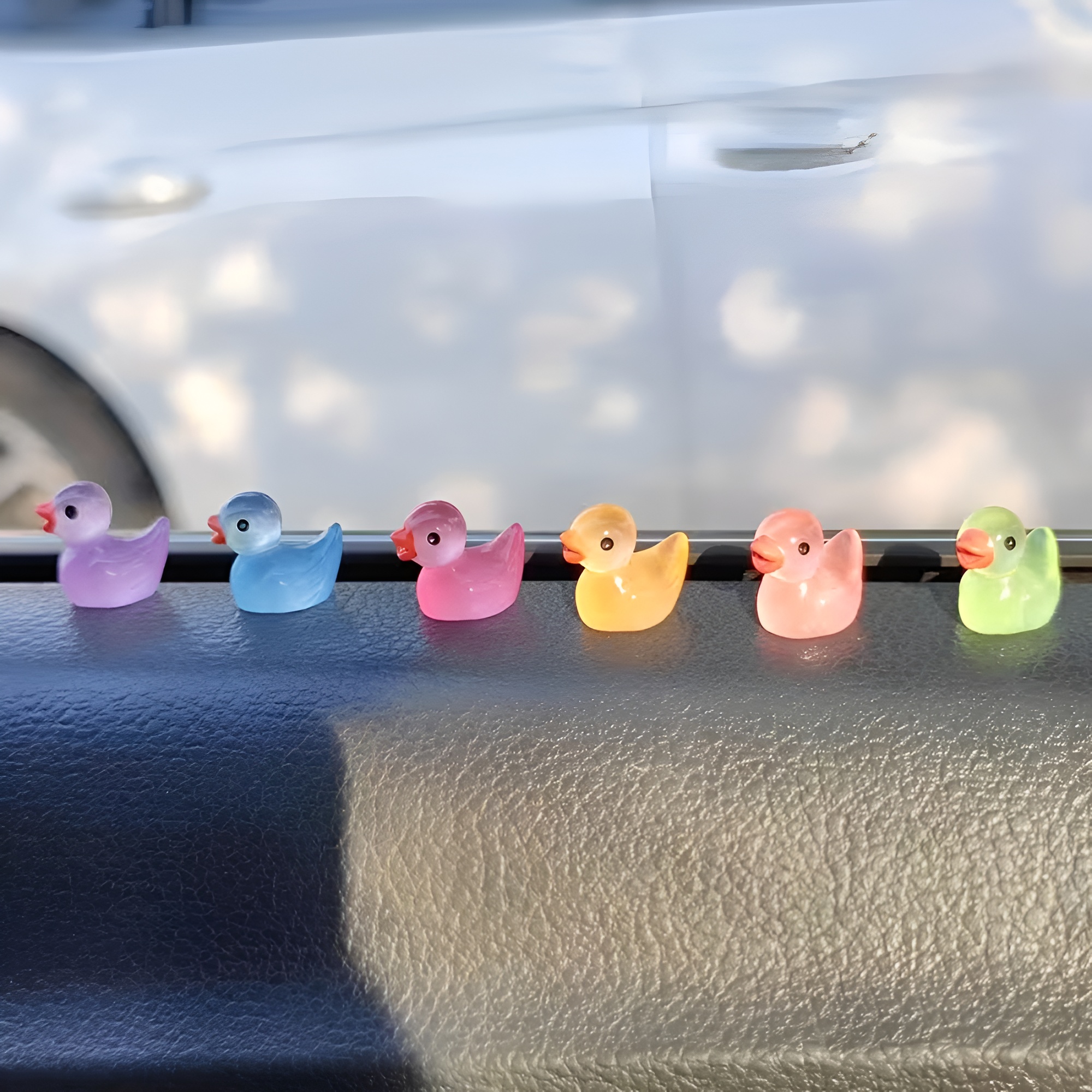 6 Piece Of Glow In Dark Duck Car Interior Dashboard Decoration Set