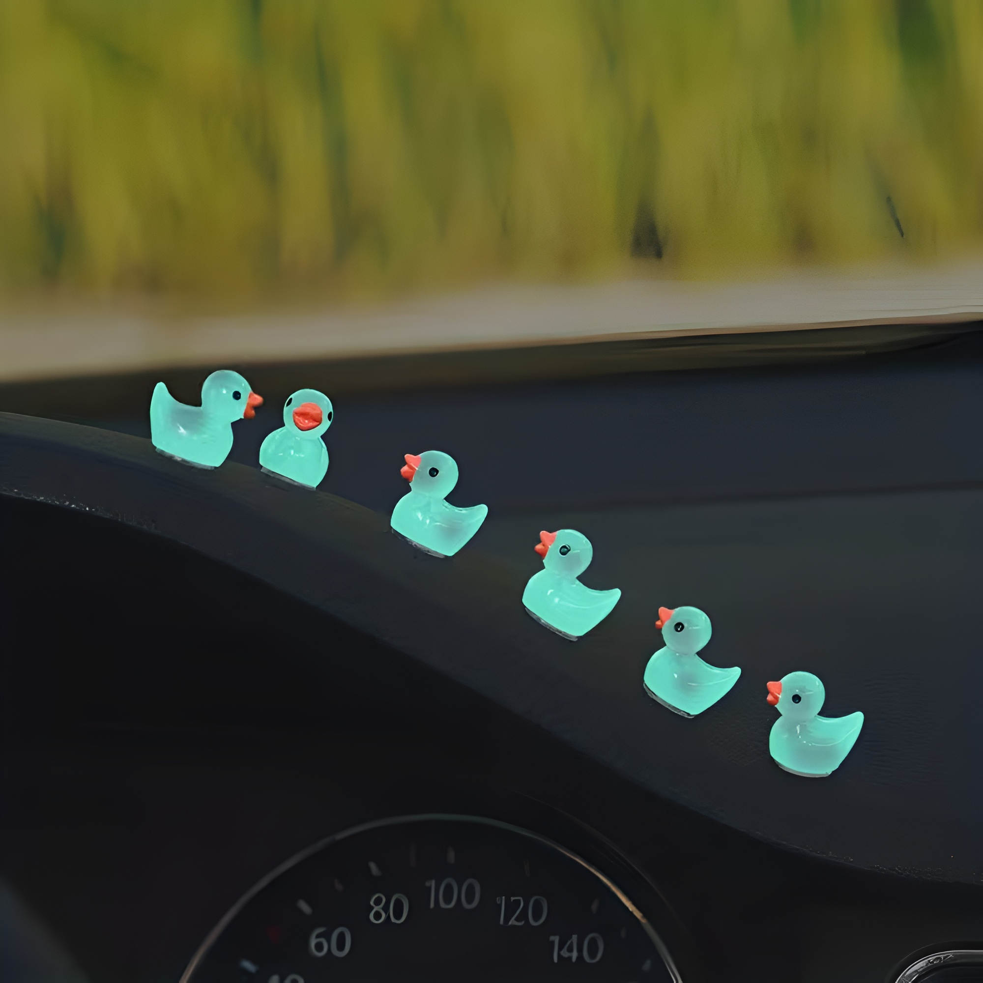 6 Piece Of Glow In Dark Duck Car Interior Dashboard Decoration Set