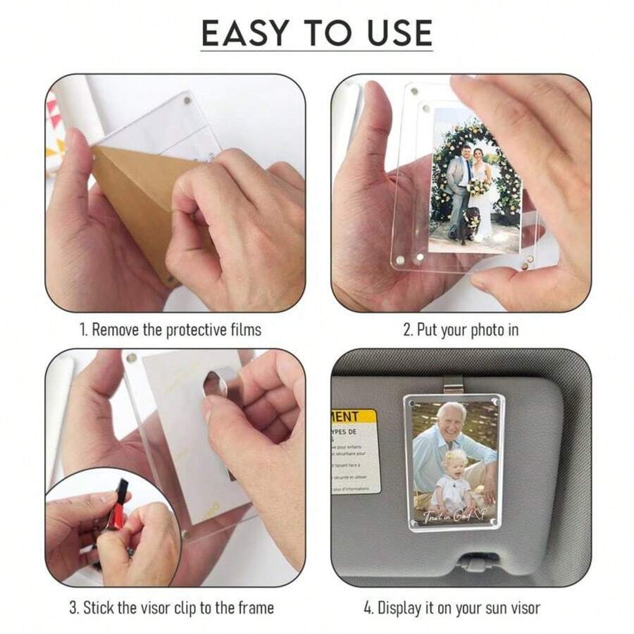 New Magnetic Photo Clip For Car Sun Visor, Universal Acrylic Refrigerator Magnet Transparent Magnetic Instant Camera Frame, Car Sun Visor Photo Frame Clip, Personalized DIY Car Decor Photo Frame, Couple Gift, Pet Family Memorial Photo Frame Clip, Holiday Gift, Multiple Sizes Available - Magnetic Rectangle - View 11
