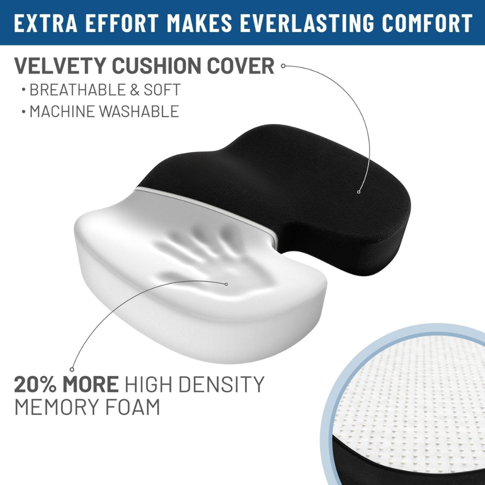 Memory Foam Seat Cushion For Car Desk Travel Support-Wireless Car Play Tech