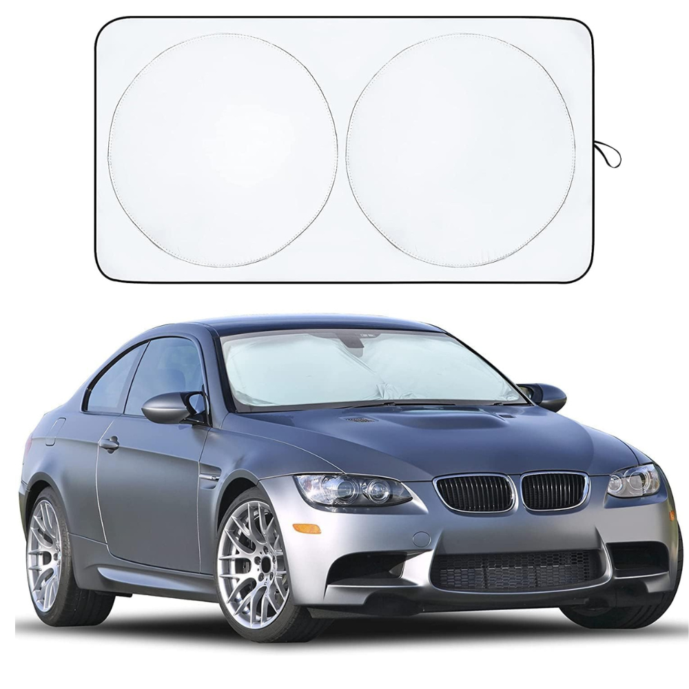 Foldable Reflective Sun Shade Windshield With Storage Pouch-Wireless Car Play Tech