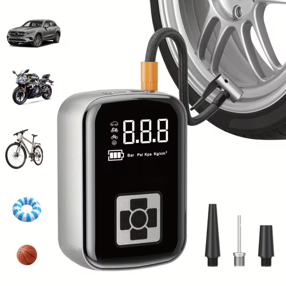 Battery Powered Portable Air Compressor For Cars And Bicycles