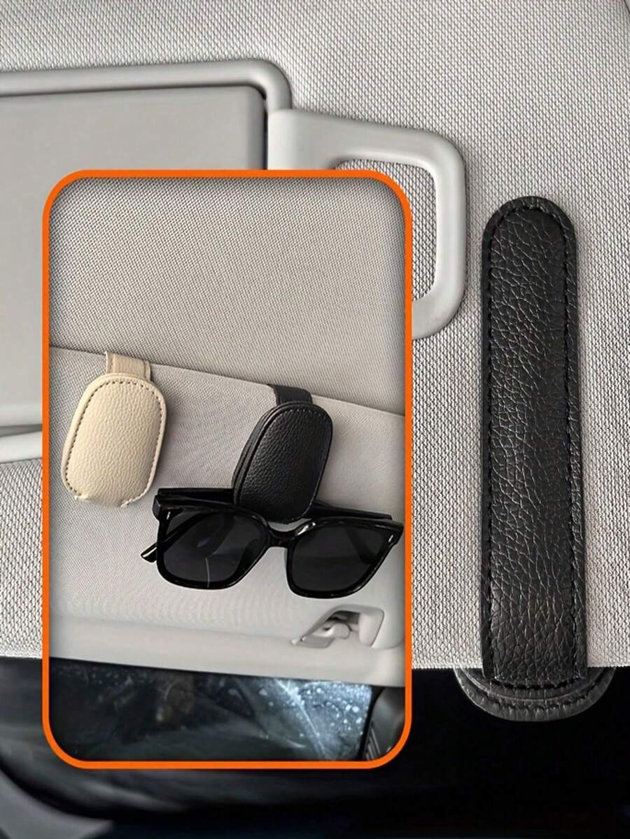 1pc Universal Car Sun Visor Glasses Clip, Made Of PVC, Car Glasses Holder, Interior Accessories, Glasses Storage Rack - Multicolor - View 5