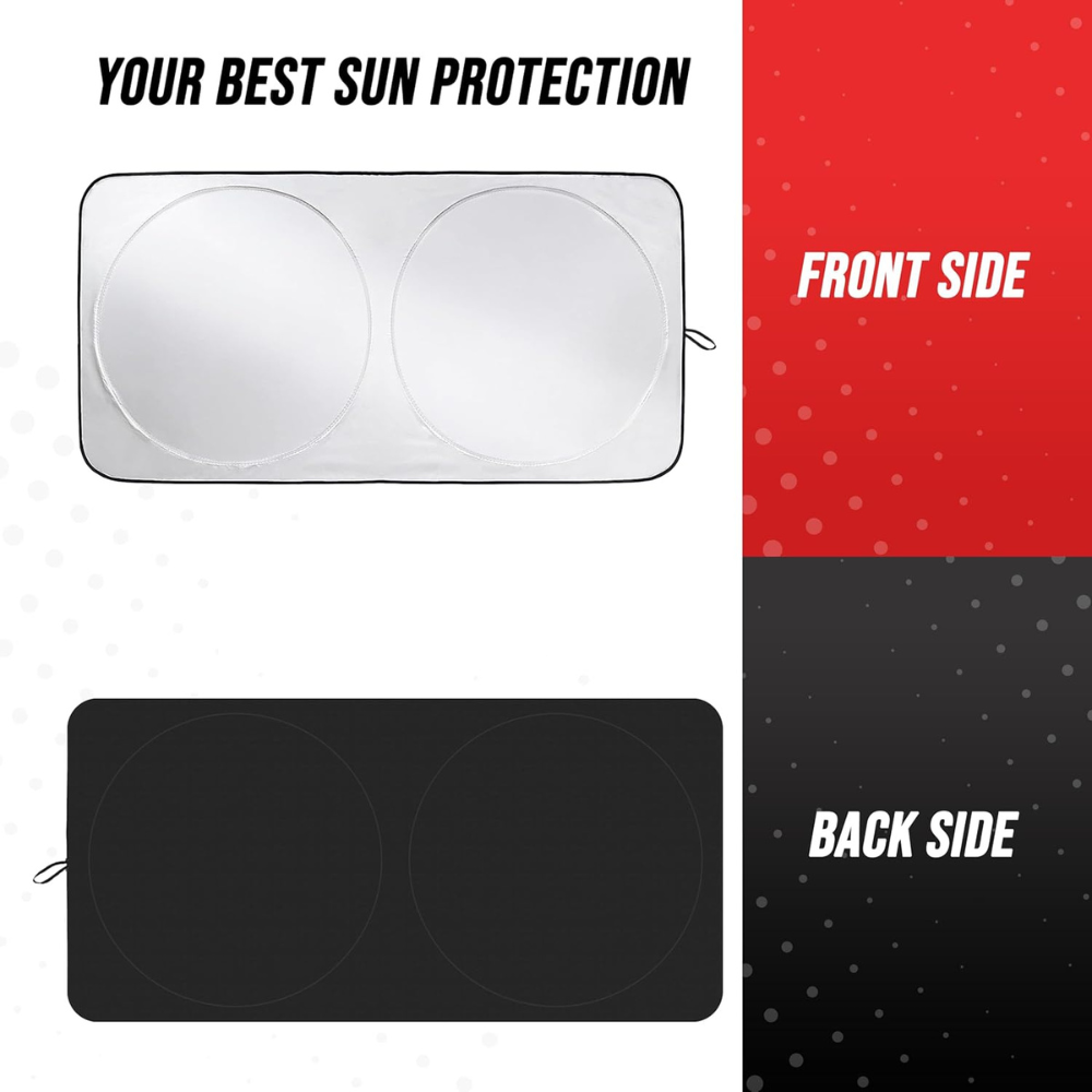 Foldable Car Sun Shade for Windshield with Storage Pouch-Wireless Car Play Tech