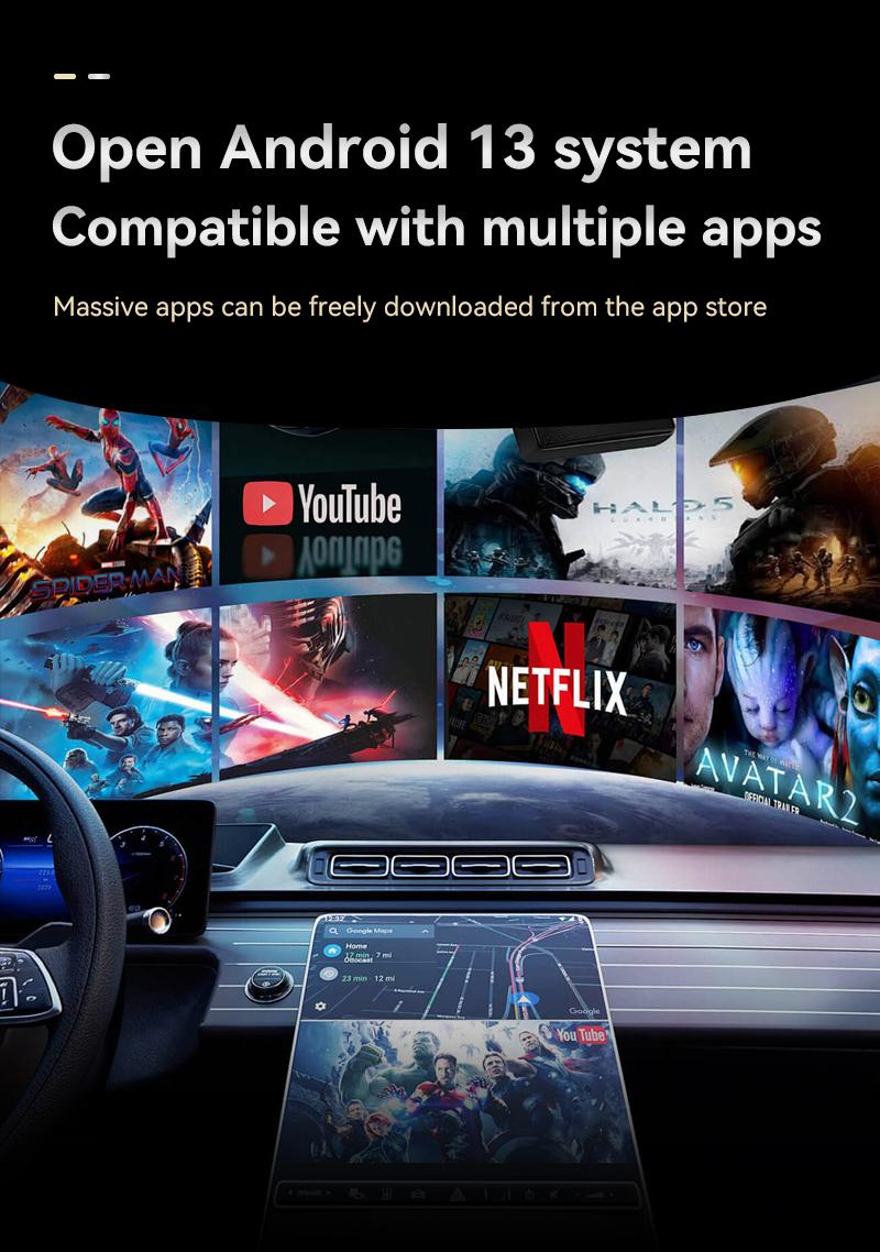 【ValentinesDay】Wireless Carplay Adapter for Factory Wired Carplay Vehicles,Supports Netflix/Youtube/TikTok APP to Play Vedio on a Car Screen  【Not support for Tesla & BMW】