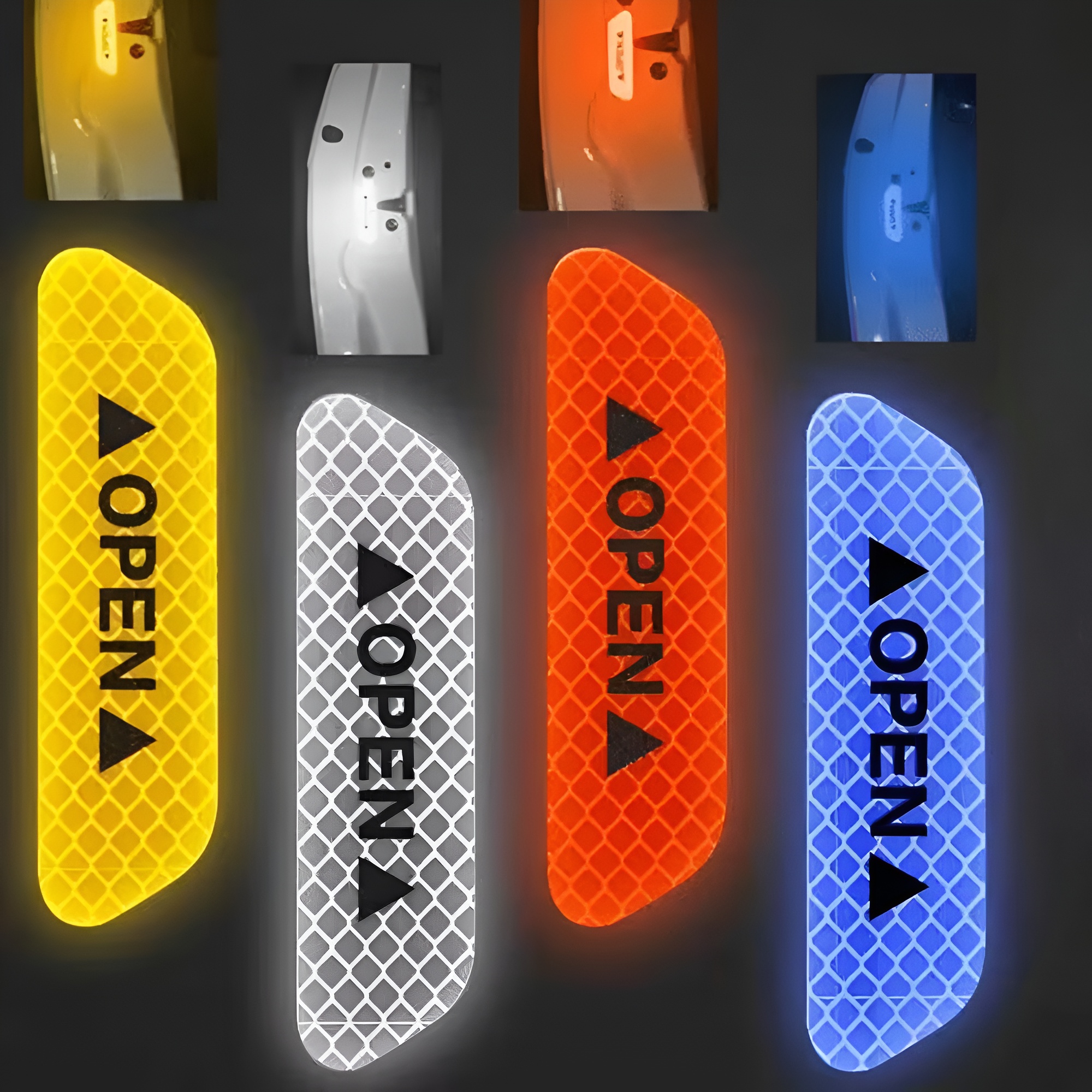4 Piece Of Car Door Reflective Warning Stickers Set For Night Visibility