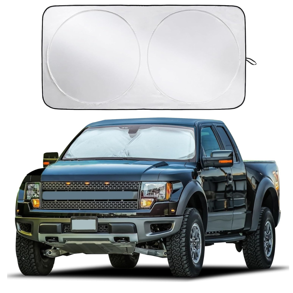 Foldable Reflective Sun Shade Windshield With Storage Pouch-Wireless Car Play Tech