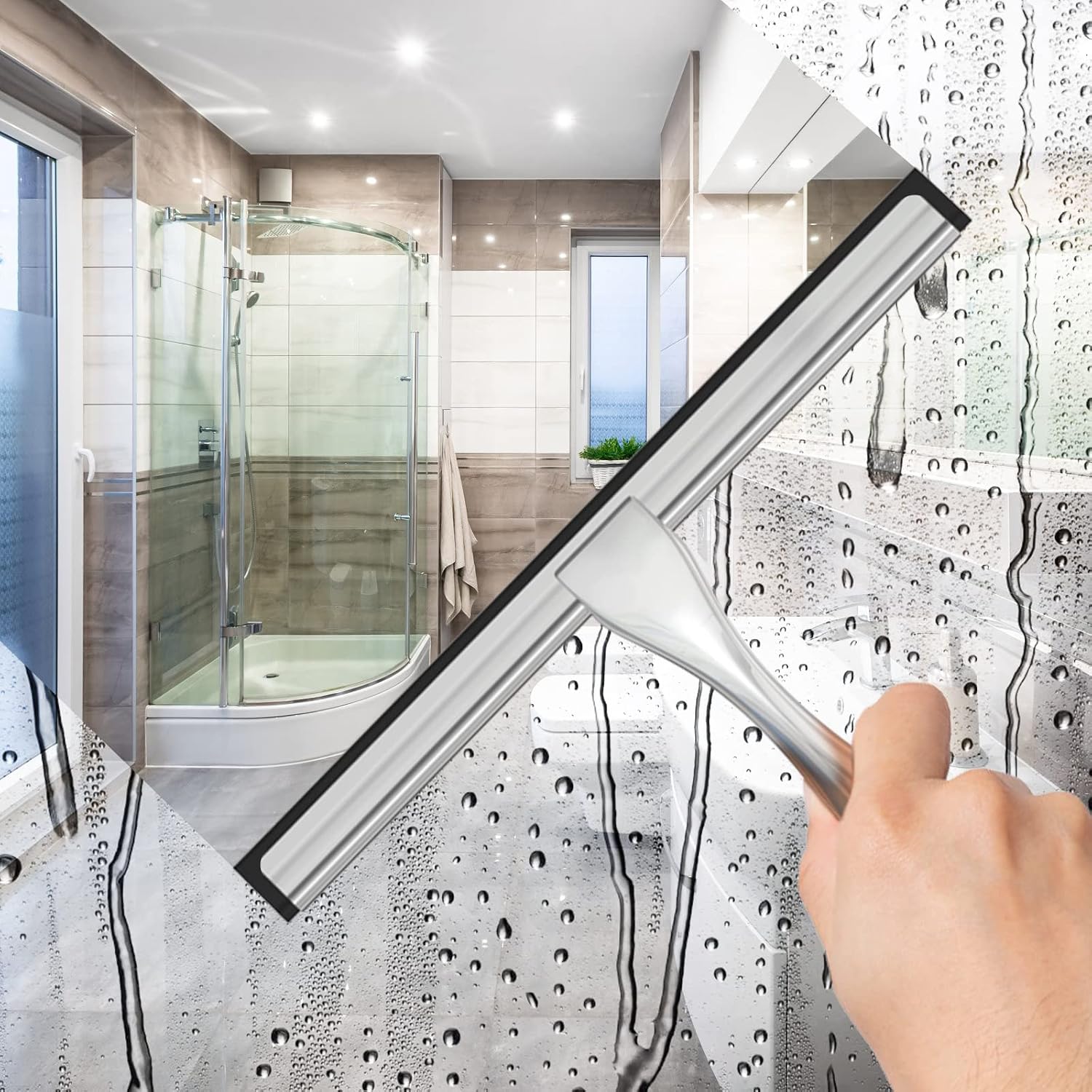Shower Glass Door Cleaner Tool With 2 Hooks For Car