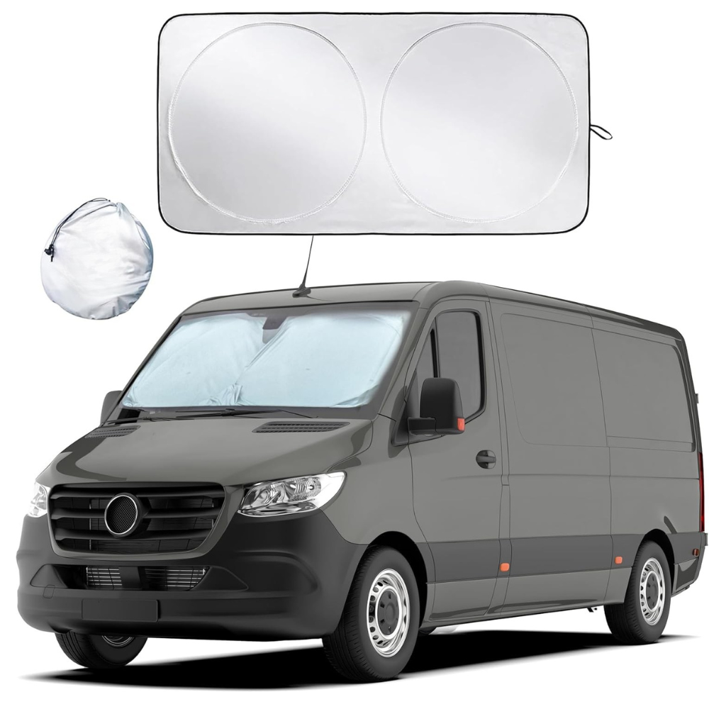 Foldable Reflective Sun Shade Windshield With Storage Pouch-Wireless Car Play Tech