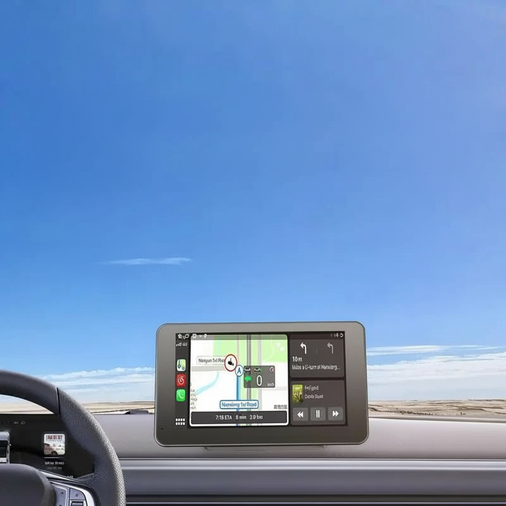 Portable Wireless CarPlay Display Screen With Backup Camera Support