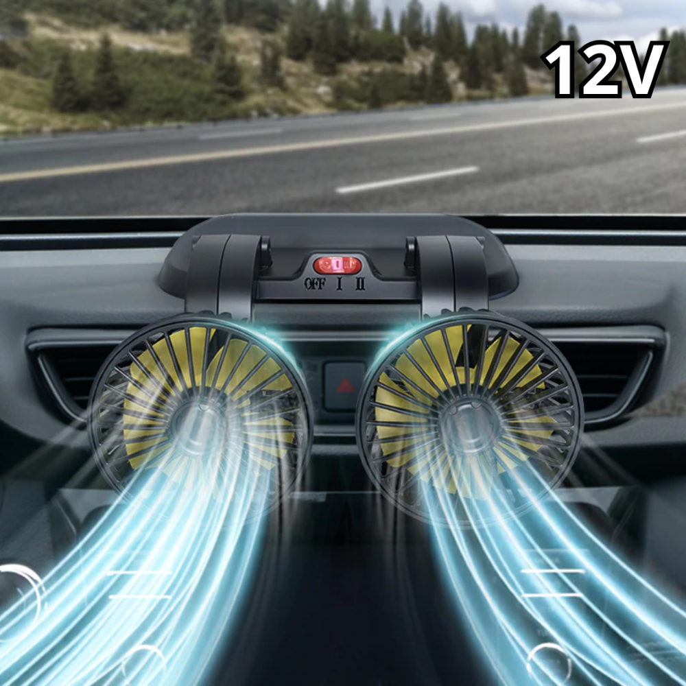 Car Dashboard Dual Fan with Adjustable Rotation