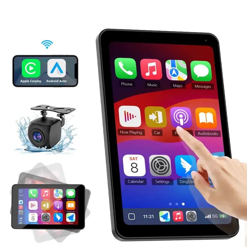 Portable Wireless CarPlay Display Screen With Backup Camera Support