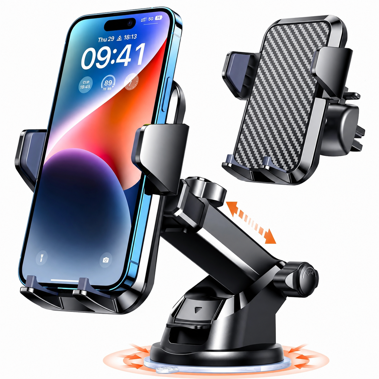 Military Grade Car Phone Holder With 85 LBS Suction Mount For iPhone 17 Pro Max