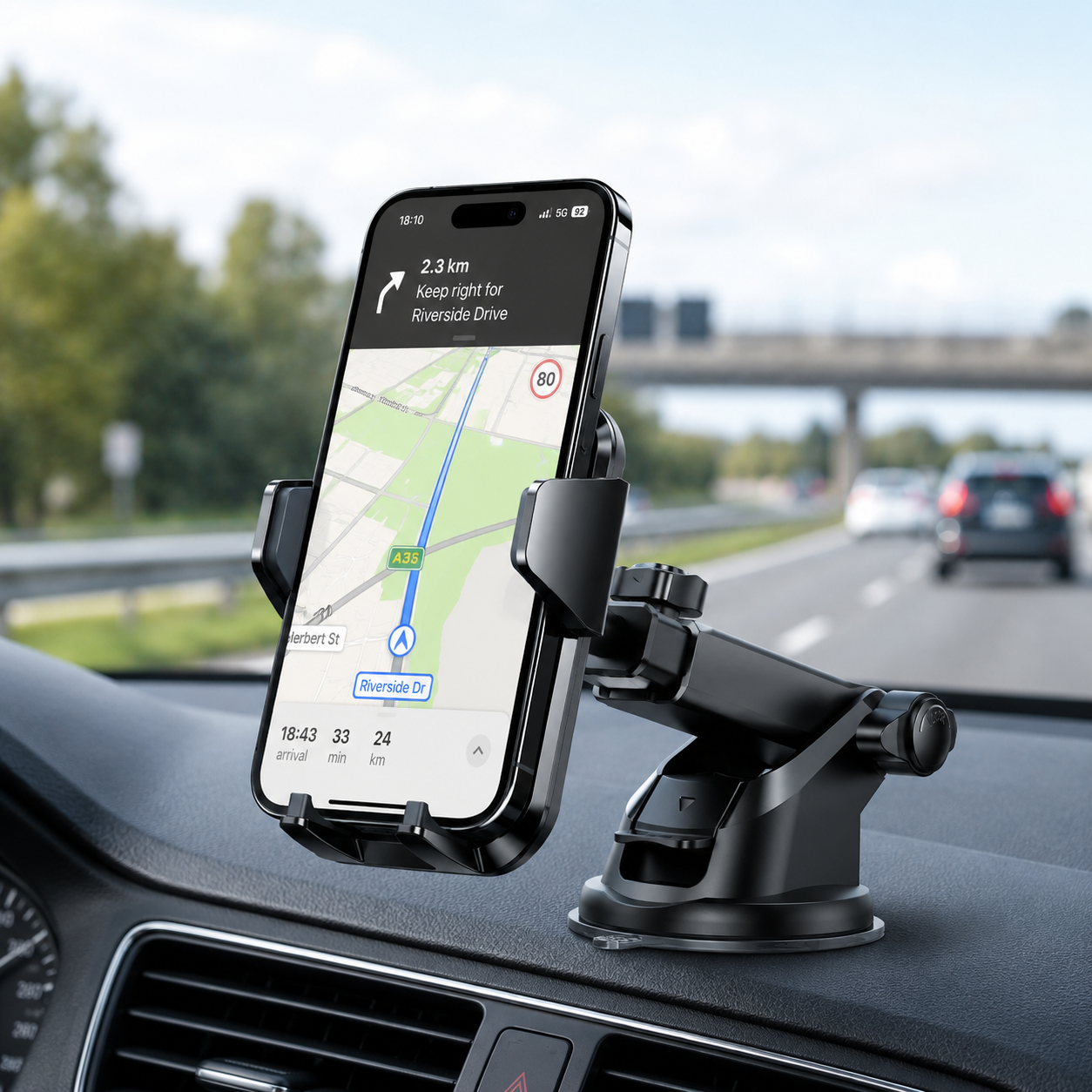 Military Grade Car Phone Holder With 85 LBS Suction Mount For iPhone 17 Pro Max
