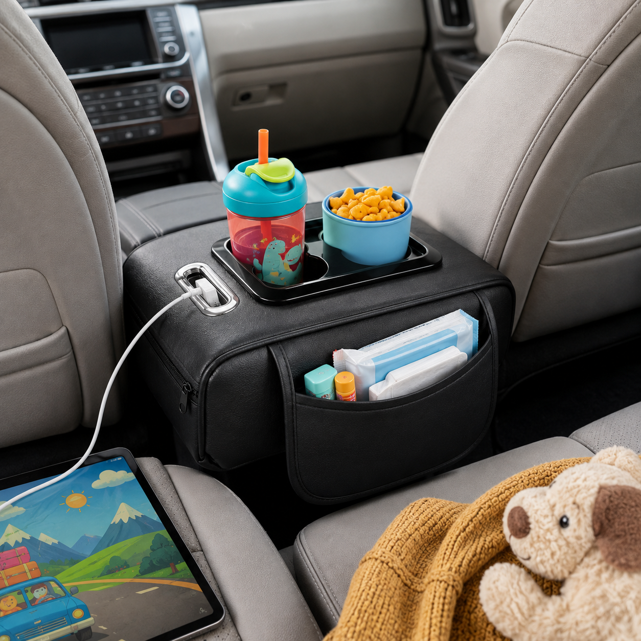 Multifunctional Car Organizer With USB Charger