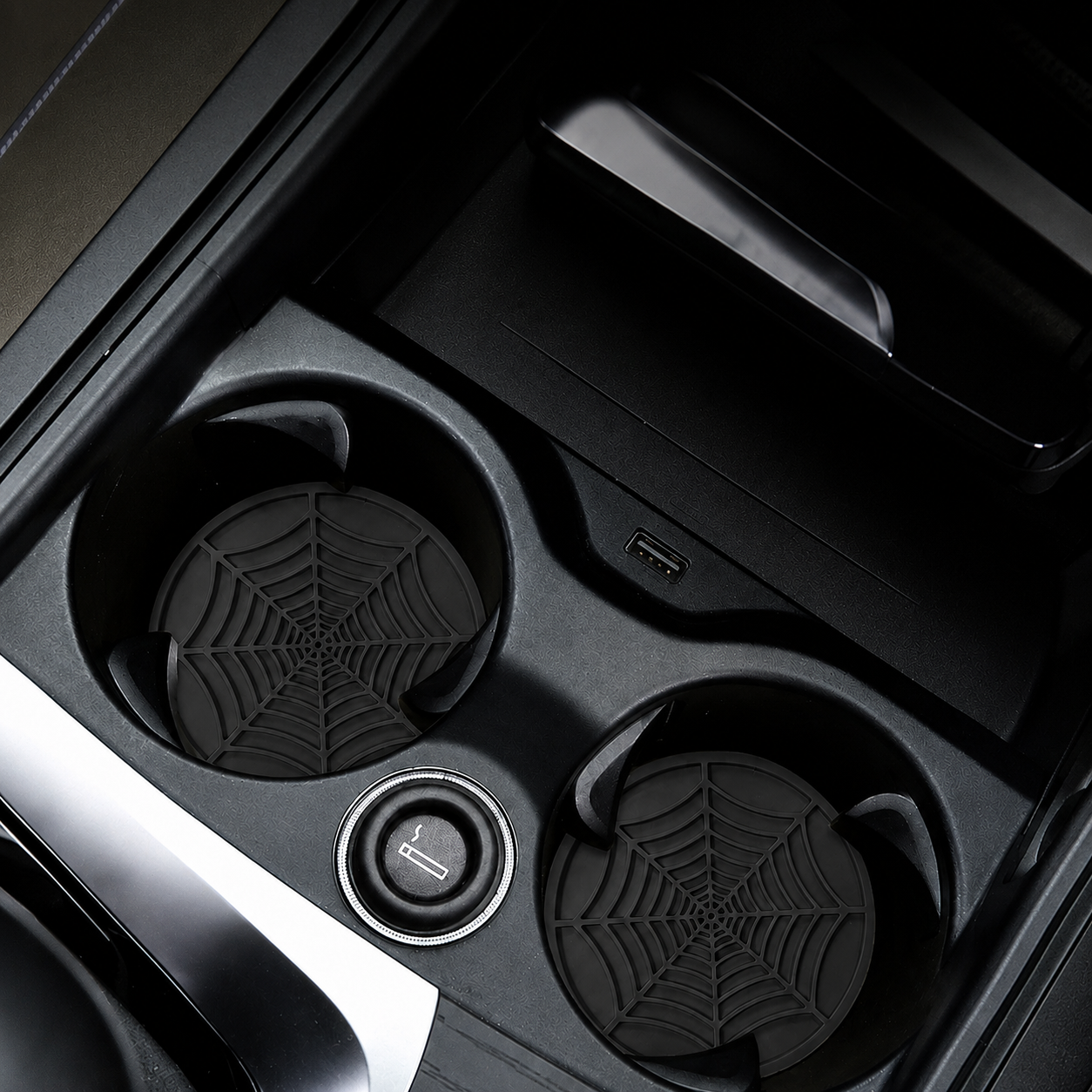 2 Piece Car Cup Holder Anti Pad Spider Web Slip Design