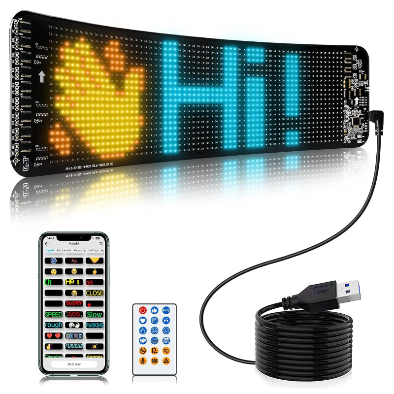 Flexible Scrolling LED Car Sign With App Control And Custom Text-Wireless Car Play Tech