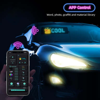 Flexible Scrolling LED Car Sign With App Control And Custom Text-Wireless Car Play Tech