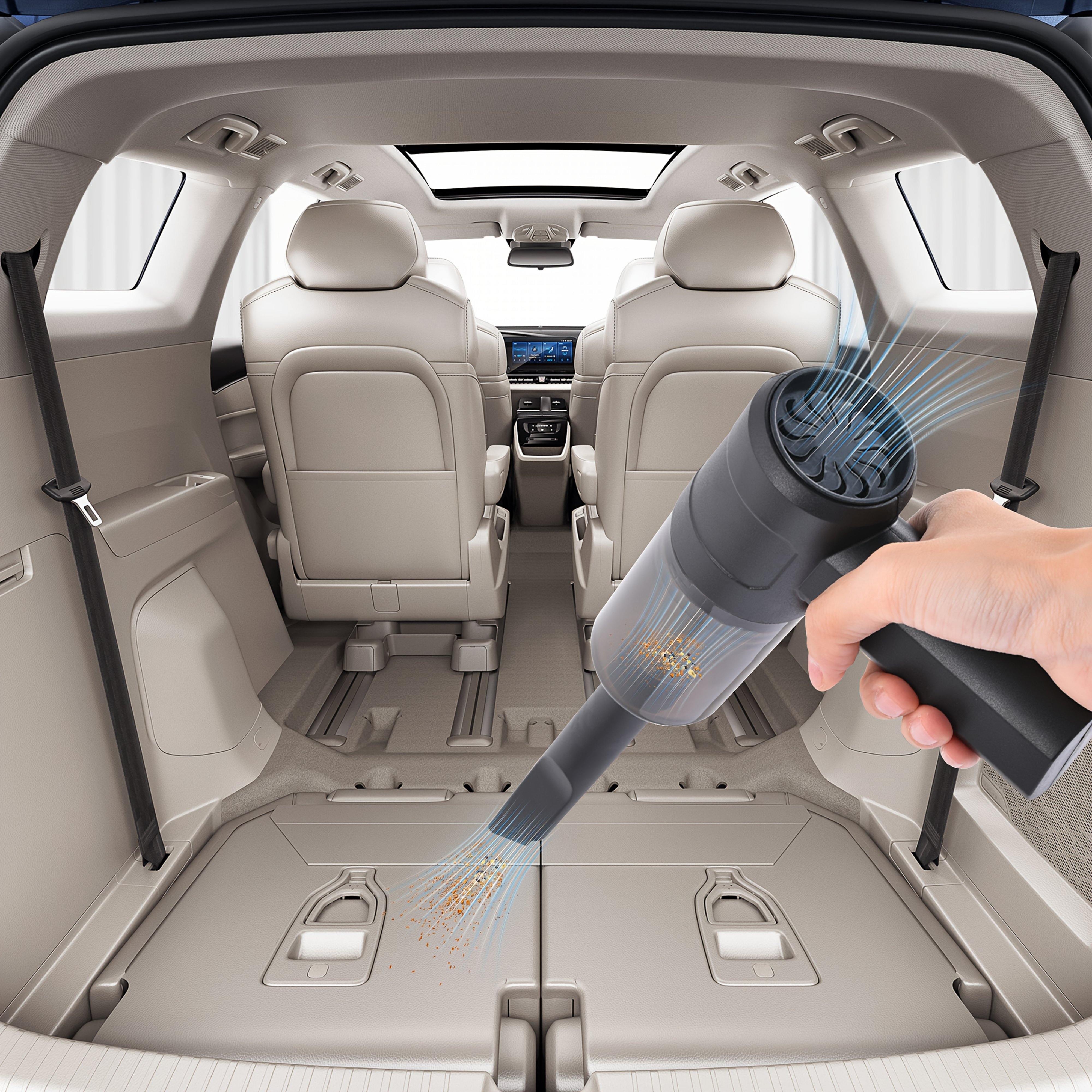 Portable Car Interior Vacuum Cleaner With Dual Vacuum Blower