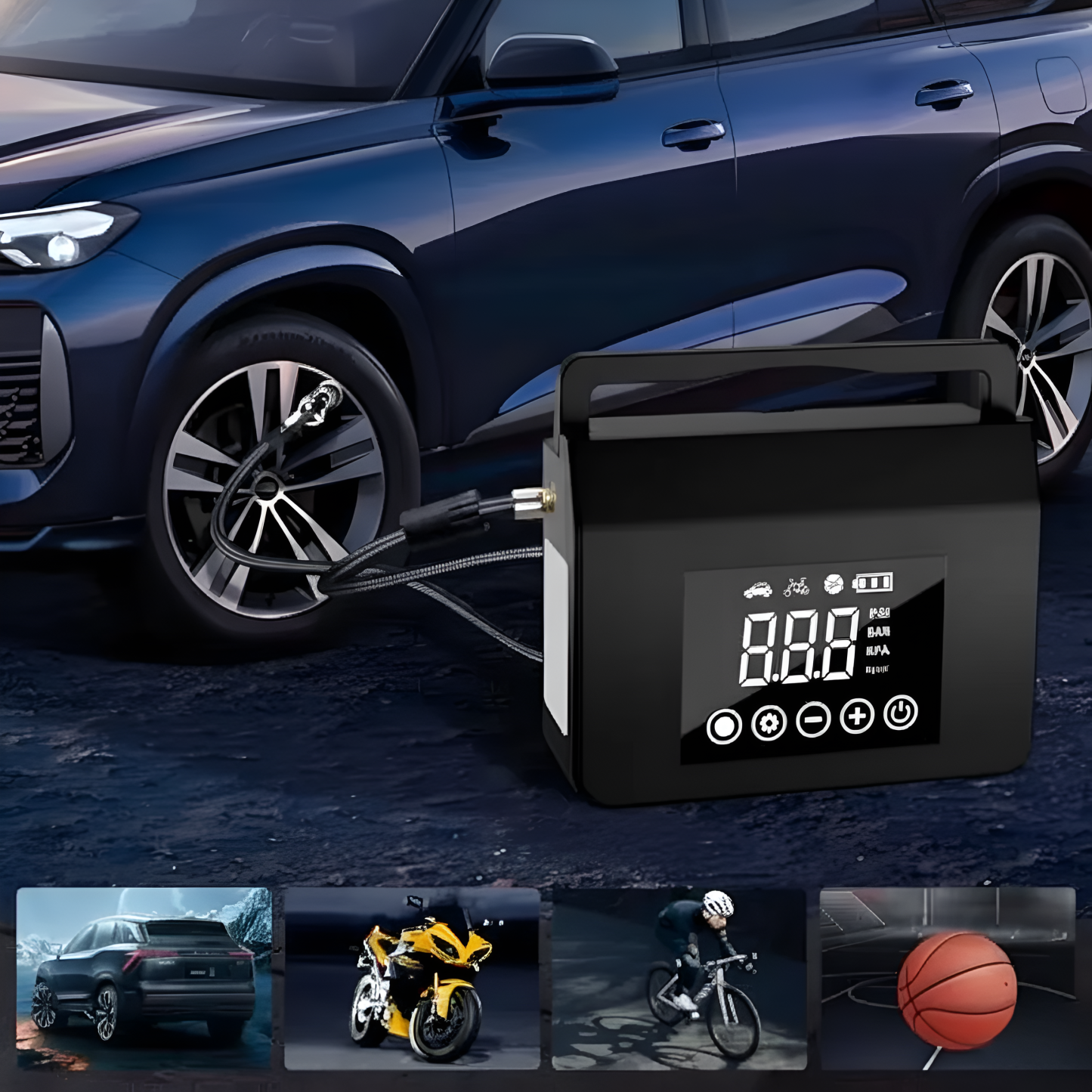 Portable Car Jump Starter With Air Compressor