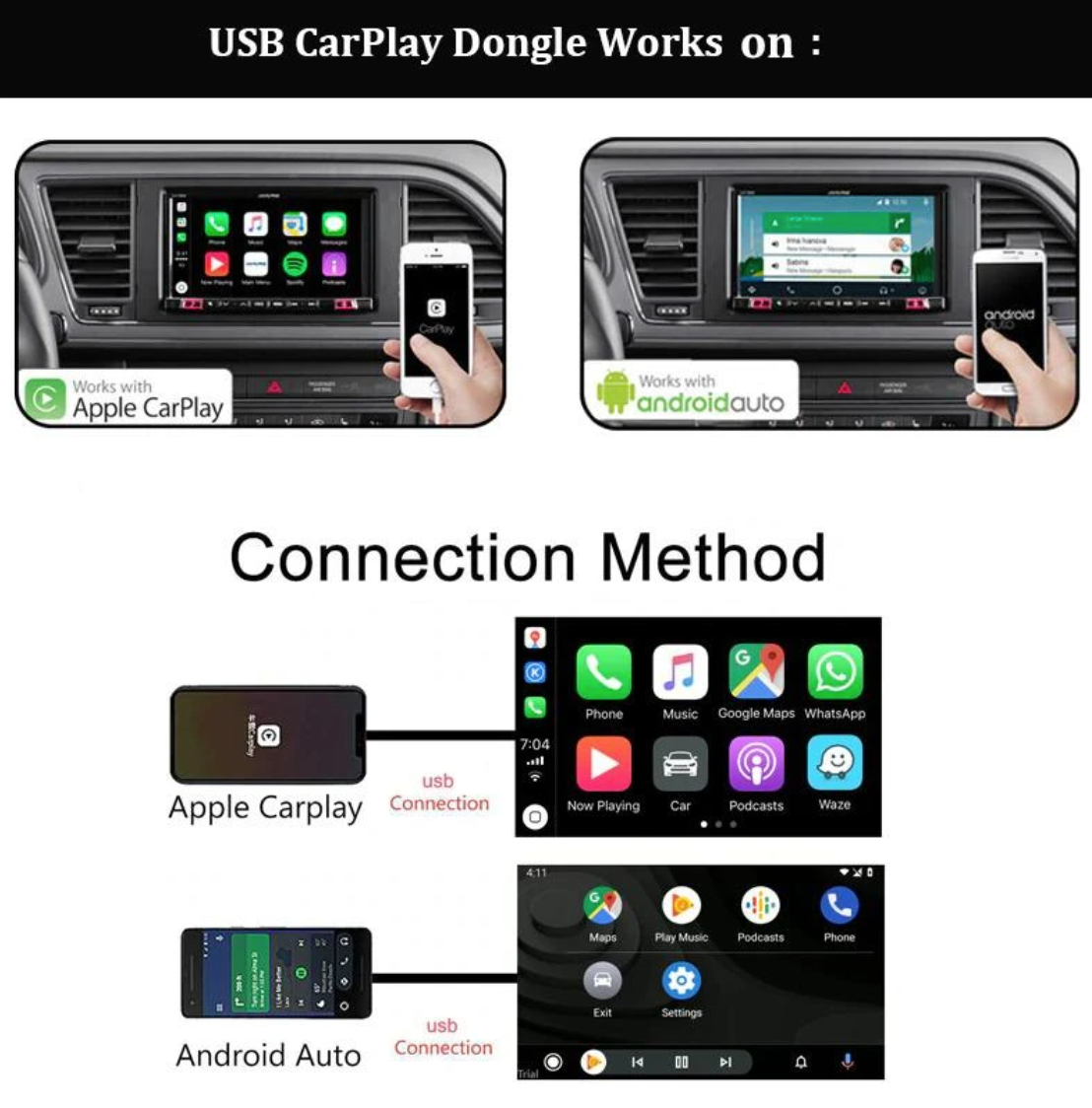Carplay ＆ Android Auto Adapter - Suitable for All Car Brands-Wireless Car Play Tech