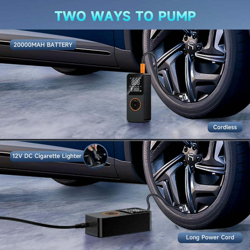 Cordless Portable Tire Inflator 150 PSI with USB Charging-Wireless Car Play Tech