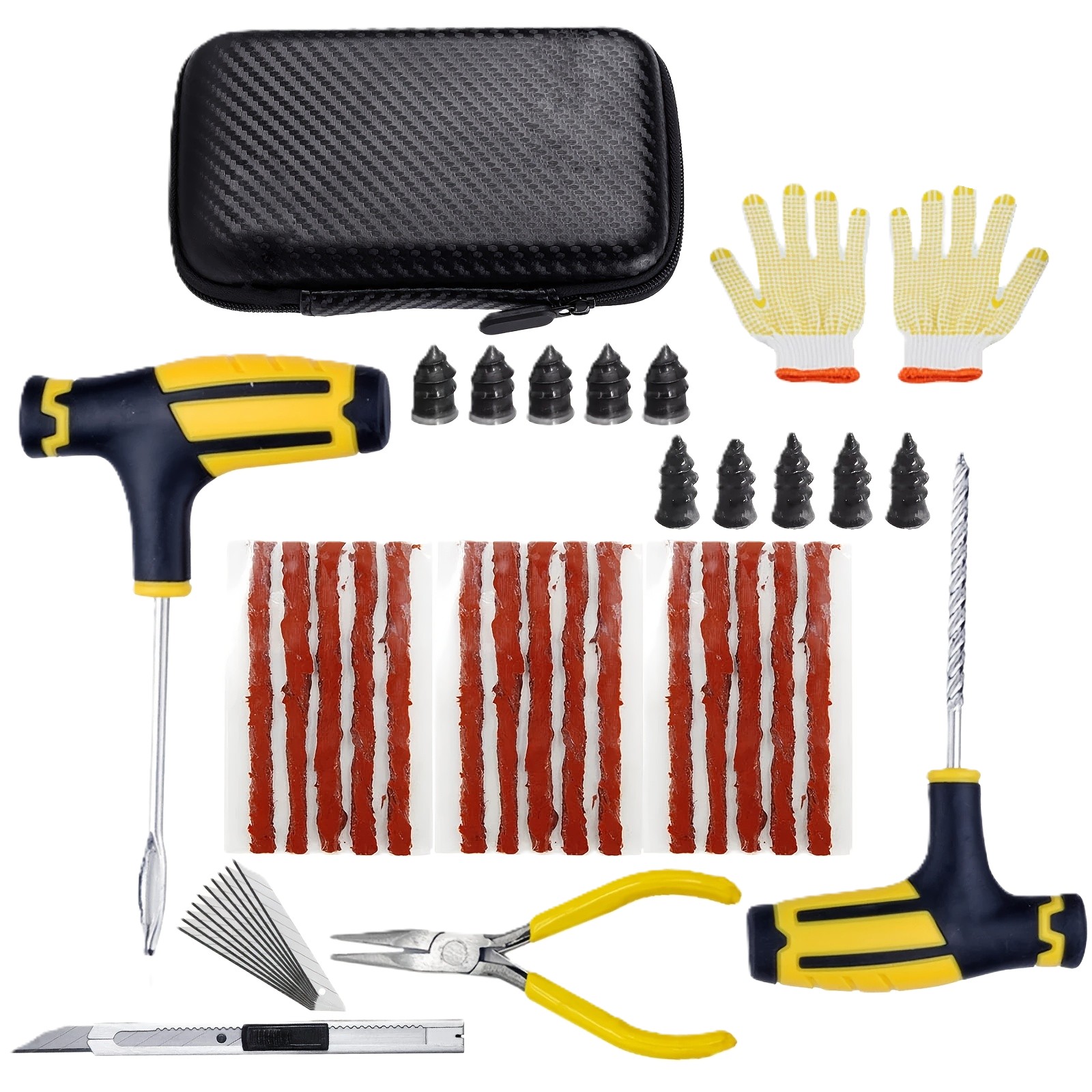 Tubeless Tire Repair Kit Set For Cars Bikes Quick Puncture Fix Tools