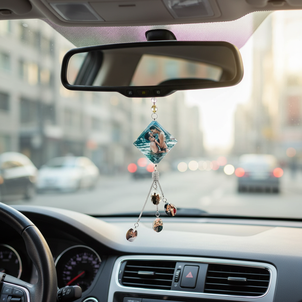 Personalized Crystal Photo Pendant Ornament For Car