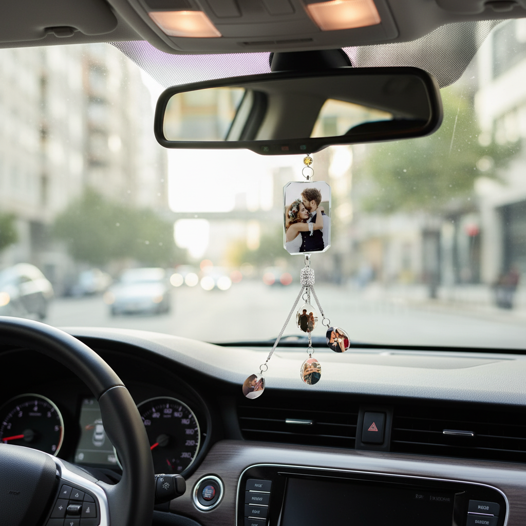 Personalized Photo Crystal Car Hanging Pendant