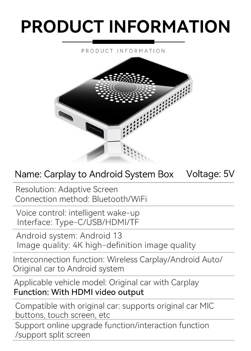【ValentinesDay】Wireless Carplay Adapter for Factory Wired Carplay Vehicles,Supports Netflix/Youtube/TikTok APP to Play Vedio on a Car Screen  【Not support for Tesla & BMW】
