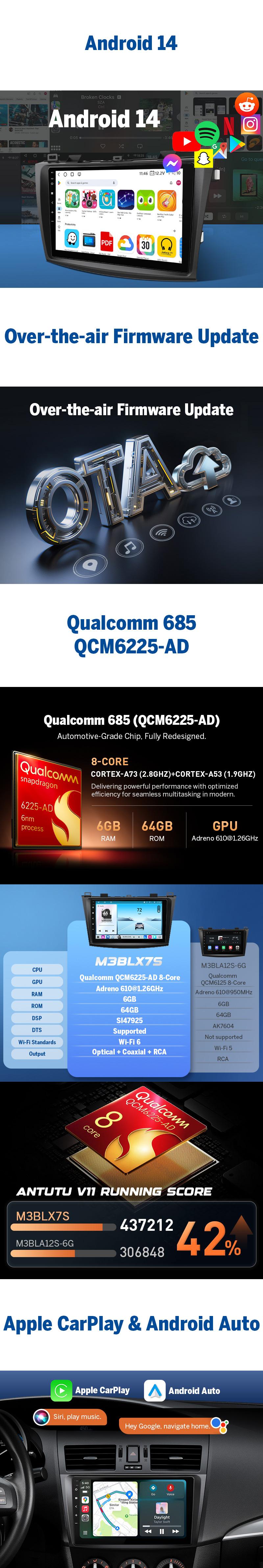 EONON Car Stereo for Mazda 3 Mazda speed 3 2010, 2011, 2012, 2013, Wireless CarPlay & Android Auto Car Radio Touch Screen, 9" Android 14 Car head unit, Bluetooth, Steering wheel controls, Backup camera, plug and play, Jumpstart Sale - M3BLX7 / M3BLX7S