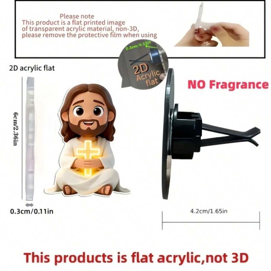 2D Flat Jesus Holding Cross Pattern Car Air Vent Clip Decor, Fragrance Diffuser, Perfect Holiday Gift, Refreshes Car Interior, Cute Car Decor, Angel Shaped Car Accessory, Random Fragrance, Customizable Fragrance Oil. Best Gift For Women - Ideal For Mom, Girlfriend, Friend, And Coworker On Occasions Like Birthday, Christmas, Valentine's Day, Mother's Day, Graduation, Thanksgiving, Halloween, Etc. - A - View 7