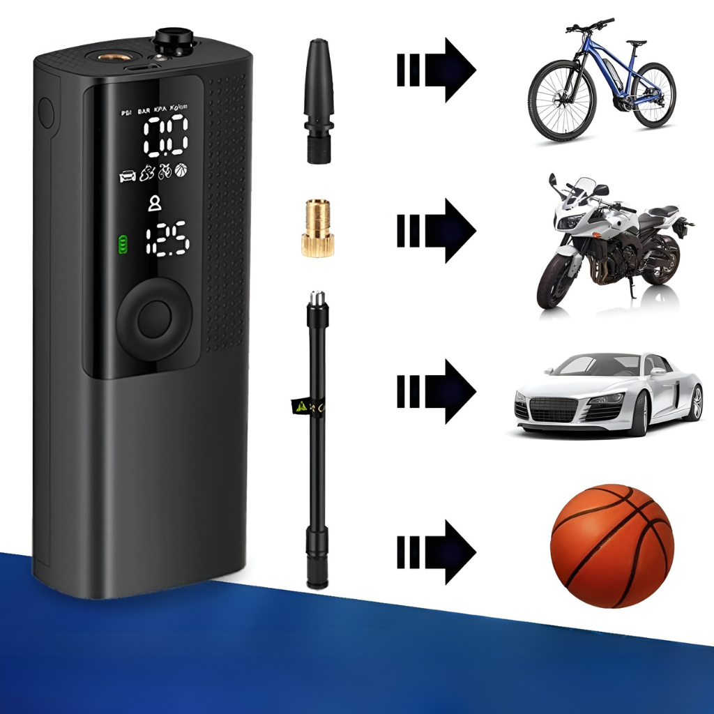 Compact Portable Tire Air Pump With LED Light