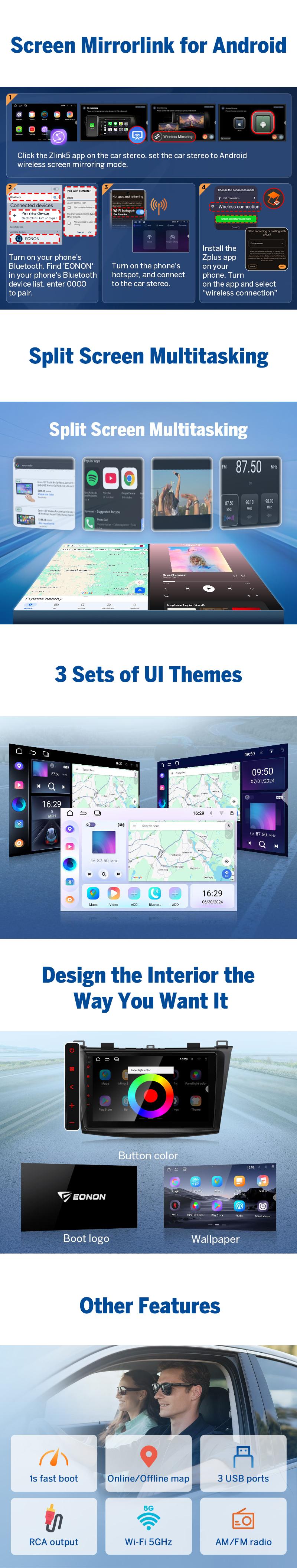 EONON Car Stereo for Mazda 3 Mazda speed 3 2010, 2011, 2012, 2013, Wireless CarPlay & Android Auto Car Radio Touch Screen, 9" Android 14 Car head unit, Bluetooth, Steering wheel controls, Backup camera, plug and play, Jumpstart Sale - M3BLX7 / M3BLX7S