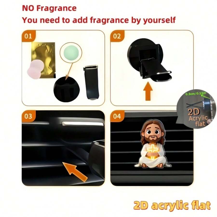2D Flat Jesus Holding Cross Pattern Car Air Vent Clip Decor, Fragrance Diffuser, Perfect Holiday Gift, Refreshes Car Interior, Cute Car Decor, Angel Shaped Car Accessory, Random Fragrance, Customizable Fragrance Oil. Best Gift For Women - Ideal For Mom, Girlfriend, Friend, And Coworker On Occasions Like Birthday, Christmas, Valentine's Day, Mother's Day, Graduation, Thanksgiving, Halloween, Etc. - A - View 8