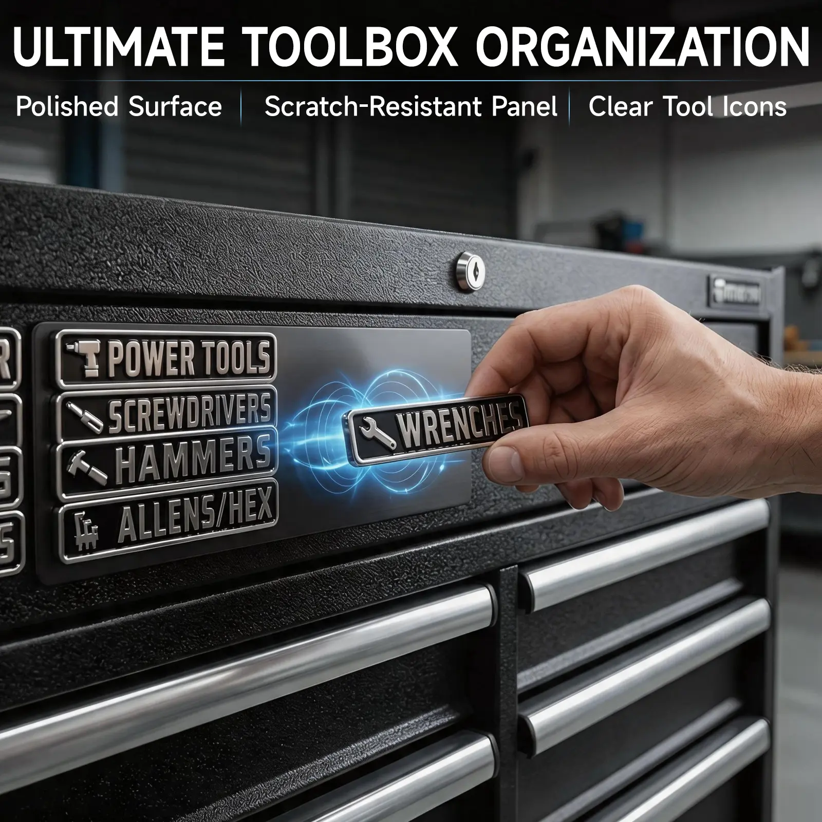12 Pack of Magnetic Toolbox Labels,Designed for toolboxes, carts, drawers, and cabinets,suitable with major tool brands,for both indoor and garage use, Printed Tool Box Labels, General Tool Box Organize Accessories, Reusable Tags for Steel Toolboxes sohoc