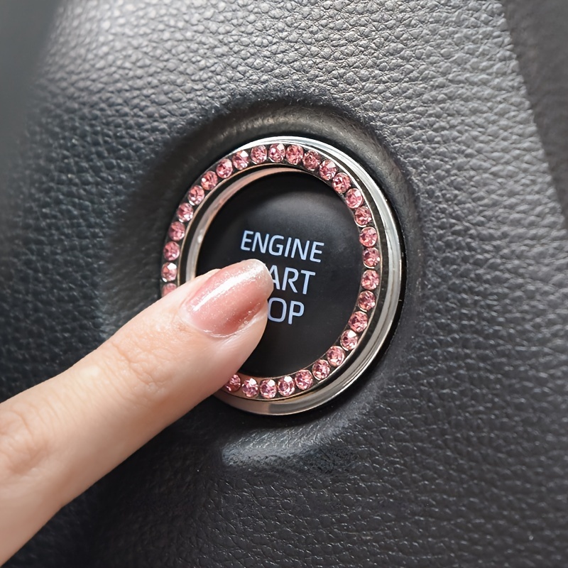 Car Start Button Rhinestone Ring Dashboard Ignition Decor