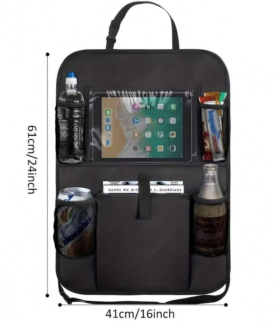 Car Seat Back Storage Bag Car Rear Seat Organizer Bag For Beverages Tablets Toys Oxford Cloth Seat Back Protector Cover Foldable Multi-Compartment Storage Bag For Many Types Of Cars Men Women Car Essential Accessories Car Interior Decorations - Multicolor - View 2
