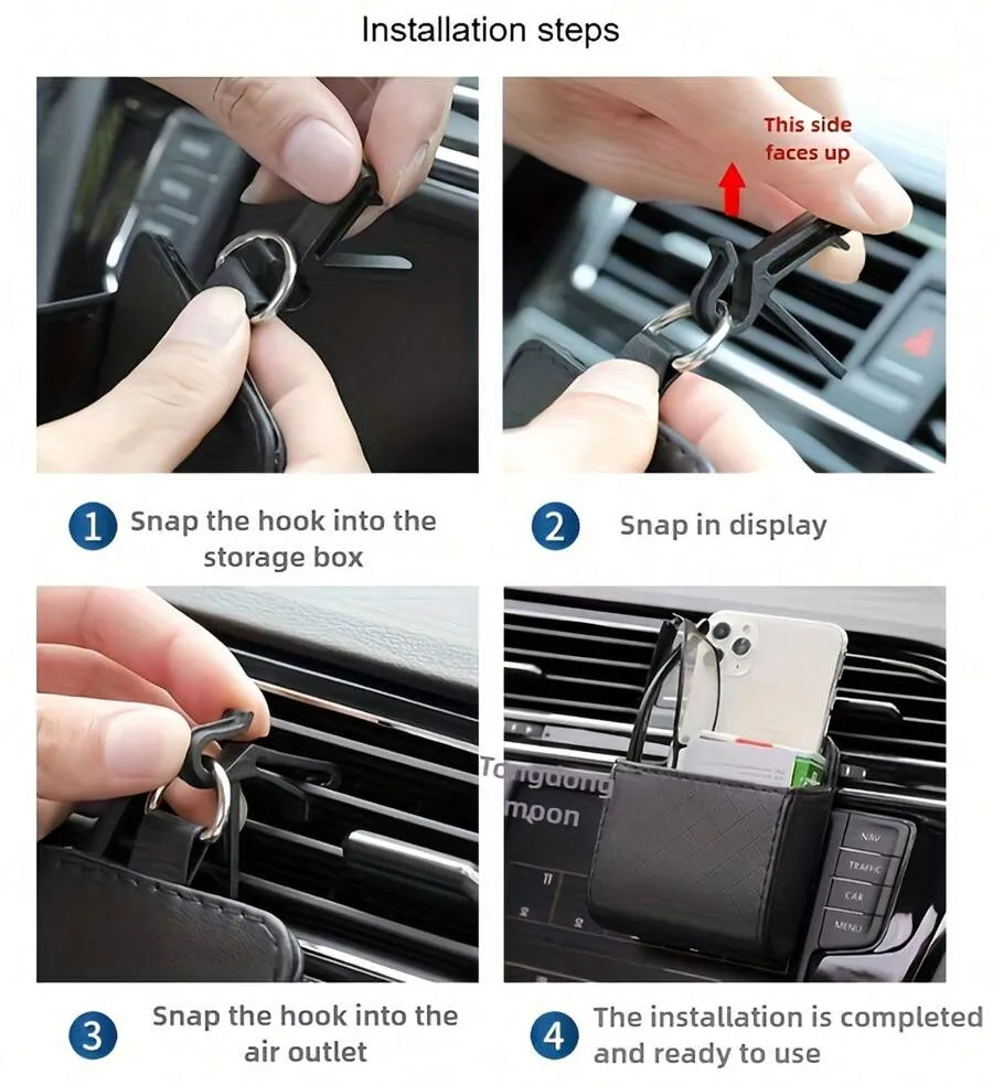 Large Capacity Car Outlet Storage Bag With Hook Car Phone Hanging Bag For Storing Phone Keys Fashion Glasses Coins Other Small Items Multifunctional Car Storage Box For Various Vehicle Models Men Women Car Interior Decorations Car Essential Accessories - Multicolor - View 8
