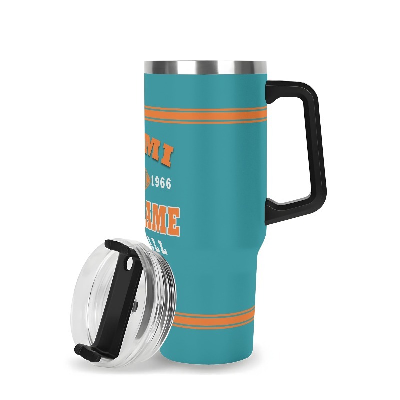 Custom Miami Football 40oz Stainless Steel Cup with Lid