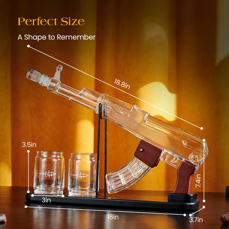 Christmas Gifts for Men Dad, Kollea Whiskey Decanter Sets for Men - Gun Decanter, Detachable Magazine & 2 Bullet Shot Glasses, Liquor Dispenser for Bar, Anniversary Military Alcohol Utensils Present for Brother. Fathersdaygift