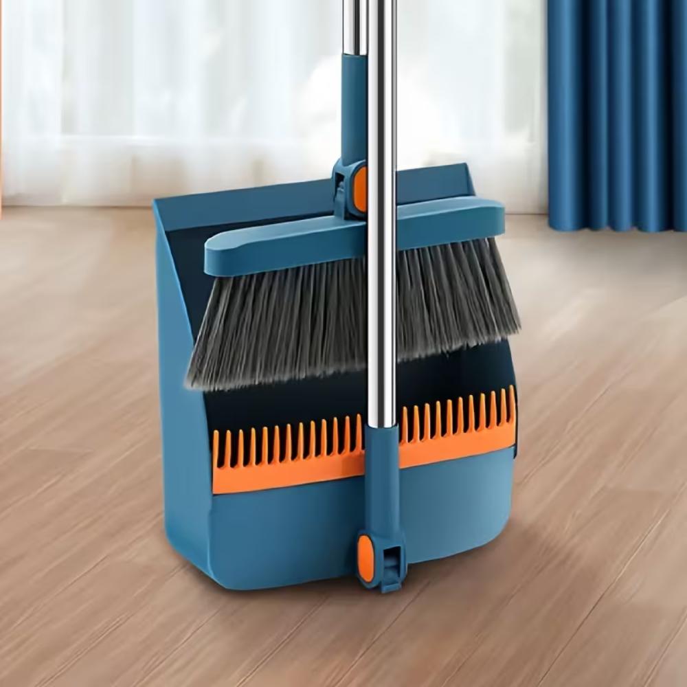 Long Handle Broom and Dustpan Set - 2 Piece Floor Sweeping Kit for Home, Kitchen & Office Cleaning