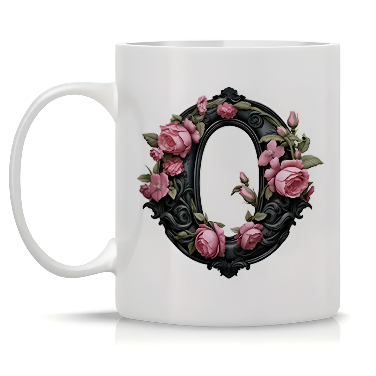 Floral Alphabet Printed Ceramic Coffee Mug