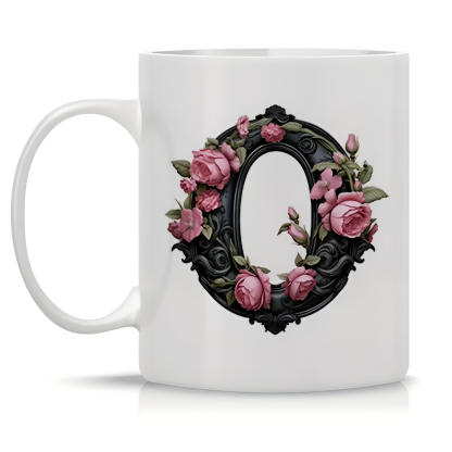 Floral Alphabet Printed Ceramic Coffee Mug