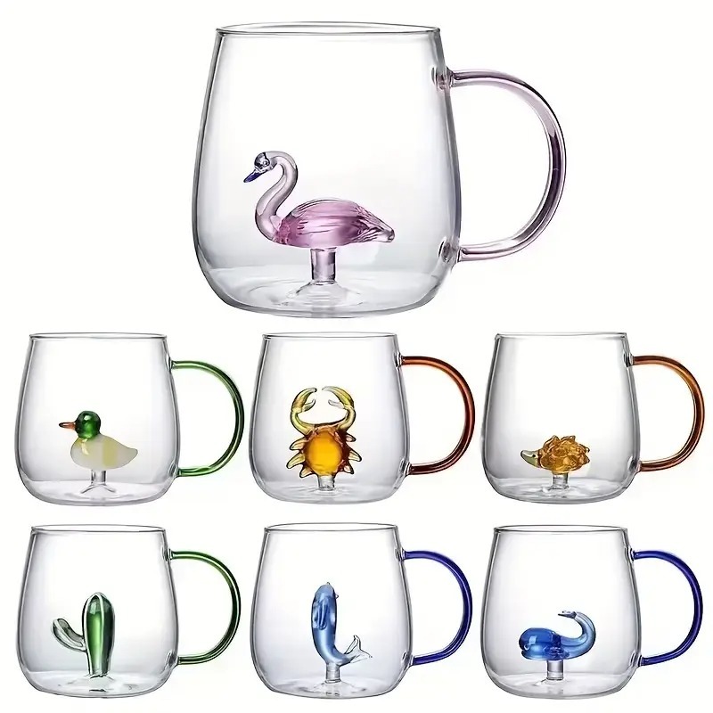 3D Animal Design Glass Mug