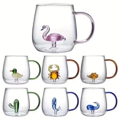 3D Animal Design Glass Mug