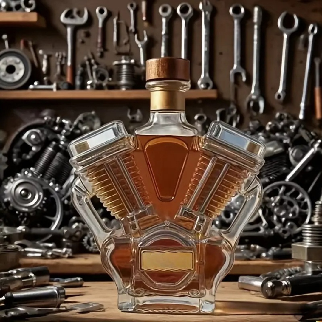 Motorcycle Engine Shaped Wine And Whiskey Decanter