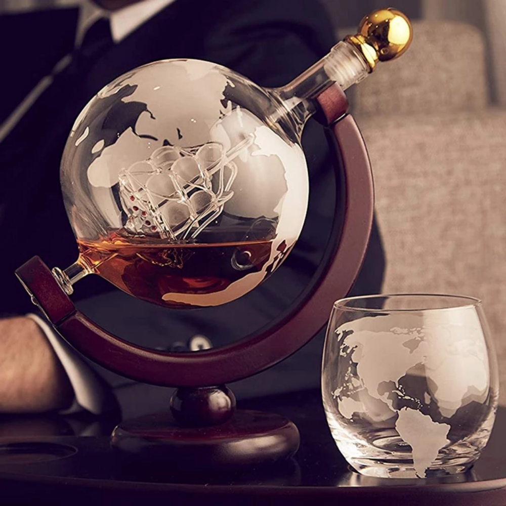 Whiskey Globe Decanter Set-Wine and Whiskey Decanter