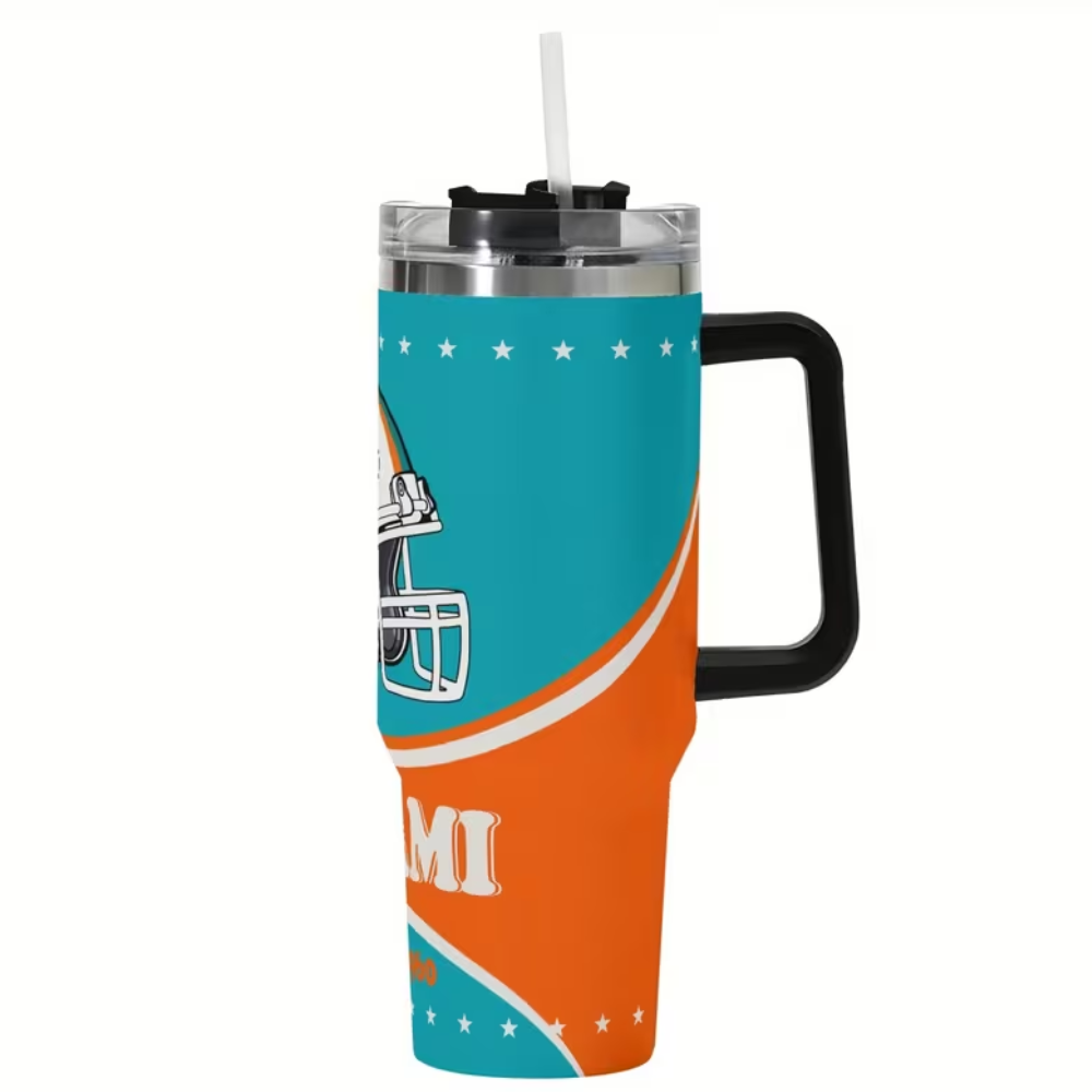 Miami Football 40oz Stainless Steel Insulated Tumbler with Straw