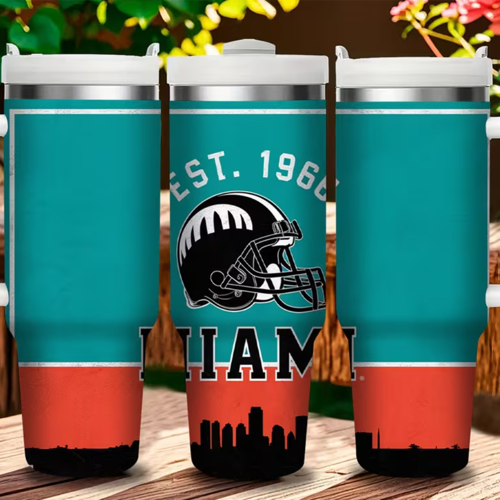 Miami Football 40oz Stainless Steel Tumbler